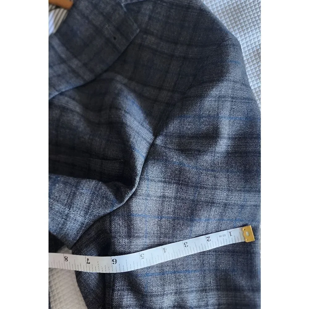 Peter Millar Gray And Blue Sport Coat with Notched Lapel Tag For Info Only